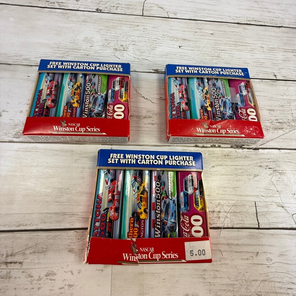 Vintage NASCAR Winston Cup Series Lighter Sets Lot of 3 Daytona 500 Racing 90s